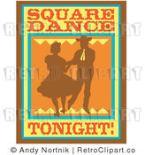 Royalty Free Retro Vector Clip Art of a Square Dancing Tonight Sign by Andy Nortnik