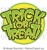 Royalty Free Retro Vector Clip Art of a Trick or Treat Greeting by Andy Nortnik