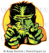 Royalty Free Retro Vector Clip Art of a Werewolf by Andy Nortnik