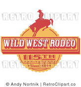 Royalty Free Retro Vector Clip Art of a Wild West Rodeo Sign by Andy Nortnik