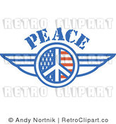 Royalty Free Retro Vector Clip Art of a Winged Peace Symbol by Andy Nortnik