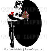 Royalty Free Vector Retro Illustration of a Sexy Pinup Girl Holding a Dark Chocolate by R Formidable