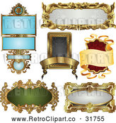 Vector Clip Art of 6 Blank Frame Retro Designs - Digital Collage by AtStockIllustration