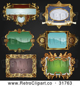 Vector Clip Art of 6 Retro Antique Frames - Digital Collage by AtStockIllustration