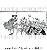 Vector Clip Art of a Black and White Crowd and Speaker by Prawny Vintage