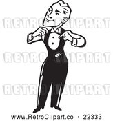 Vector Clip Art of a Confident Retro Man Adjusting His Suit by BestVector