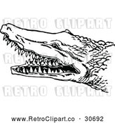 Vector Clip Art of a Hostile Retro Crocodile with Sharp Teeth by Prawny Vintage