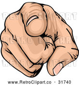 Vector Clip Art of a Pointing Retro White Hand by AtStockIllustration