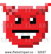 Vector Clip Art of a Retro 8-Bit Devil Smiley Face by AtStockIllustration
