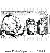 Vector Clip Art of a Retro Baker Beside Mischievous Boys Breaking out of Dough by Prawny Vintage
