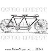 Vector Clip Art of a Retro Black and White Tandem Bicycle by BestVector