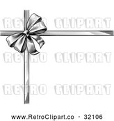 Vector Clip Art of a Retro Black Grayscale Gift Bow and Ribbons by AtStockIllustration