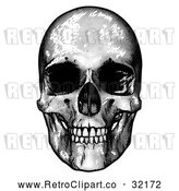 Vector Clip Art of a Retro Black Human Skull by AtStockIllustration