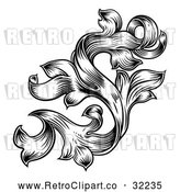 Vector Clip Art of a Retro Black Ornate Floral Design Element by AtStockIllustration