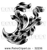 Vector Clip Art of a Retro Black Ornate Floral Design Element by AtStockIllustration