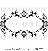 Vector Clip Art of a Retro Black Ornate Floral Frame by AtStockIllustration