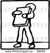 Vector Clip Art of a Retro Boy Carrying a Book by Prawny Vintage