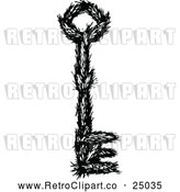 Vector Clip Art of a Retro Branch Skeleton Key by Prawny Vintage