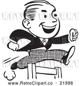 Vector Clip Art of a Retro Business Man Leaping a Hurdle by BestVector