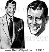 Vector Clip Art of a Retro Businessman in a Suit and Face by BestVector