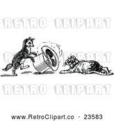 Vector Clip Art of a Retro Cat and Dog Playing with a Hat by Prawny Vintage