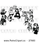 Vector Clip Art of a Retro Children and Blank Text Space by Prawny Vintage