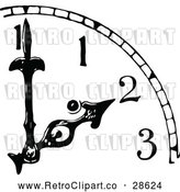 Vector Clip Art of a Retro Clock with Hands Pointing to 2 by Prawny Vintage