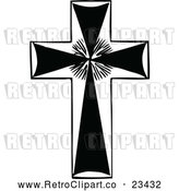 Vector Clip Art of a Retro Cross with Rays by Prawny Vintage