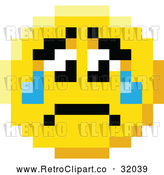 Vector Clip Art of a Retro Crying Sad 8 Bit Smiley Face by AtStockIllustration