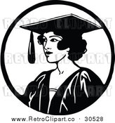 Vector Clip Art of a Retro Female Graduate by Prawny Vintage