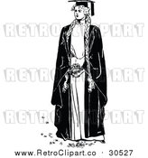 Vector Clip Art of a Retro Female Graduate with Long Hair Braided by Prawny Vintage