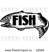 Vector Clip Art of a Retro Fish with Text by BestVector