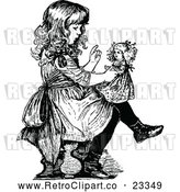 Vector Clip Art of a Retro Girl Lecturing Her Doll by Prawny Vintage