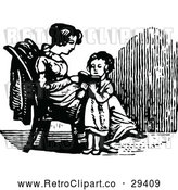 Vector Clip Art of a Retro Girl Reading to Her Mom by Prawny Vintage