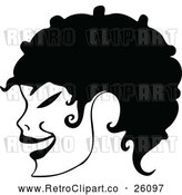 Vector Clip Art of a Retro Girl's Fashionable Curly Short Hair in Profile by Prawny Vintage