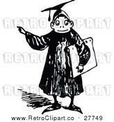 Vector Clip Art of a Retro Graduate Boy Pointing Finger While Smiling by Prawny Vintage
