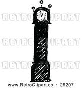 Vector Clip Art of a Retro Grandfather Clock at One O'clock by Prawny Vintage