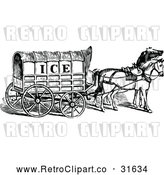 Vector Clip Art of a Retro Horse Drawn Ice Cart by Prawny Vintage