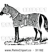 Vector Clip Art of a Retro Horse Wearing Warm Blanket by Prawny Vintage