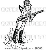 Vector Clip Art of a Retro Hunter Holding a Rifle by Prawny Vintage