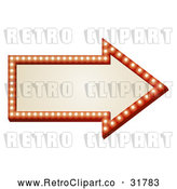 Vector Clip Art of a Retro Illuminated Arrow Sign by AtStockIllustration