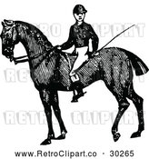 Vector Clip Art of a Retro Jockey on a Horse by Prawny Vintage
