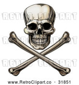 Vector Clip Art of a Retro Jolly Roger Skull with Crossbones by AtStockIllustration
