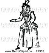 Vector Clip Art of a Retro Lady Pointing by Prawny Vintage