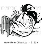 Vector Clip Art of a Retro Man Sitting up in Bed by Prawny Vintage