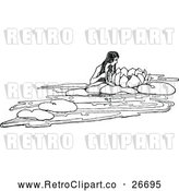 Vector Clip Art of a Retro Mermaid and Lotus by Prawny Vintage