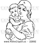 Vector Clip Art of a Retro Mother Holding Her Baby by Prawny Vintage