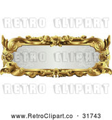 Vector Clip Art of a Retro Ornate Gray and Gold Frame with Blank Space by AtStockIllustration