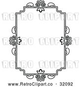 Vector Clip Art of a Retro Ornate Vintage Floral Frame in Black Lineart by AtStockIllustration