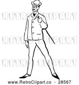 Vector Clip Art of a Retro Posh Man with a Cane by Prawny Vintage